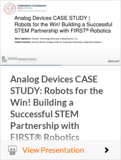 Analog Devices CASE STUDY: Robots for the Win! Building a Successful STEM Partnership with FIRST® Robotics