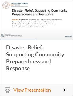 Disaster Relief: Supporting Community Preparedness and Response
