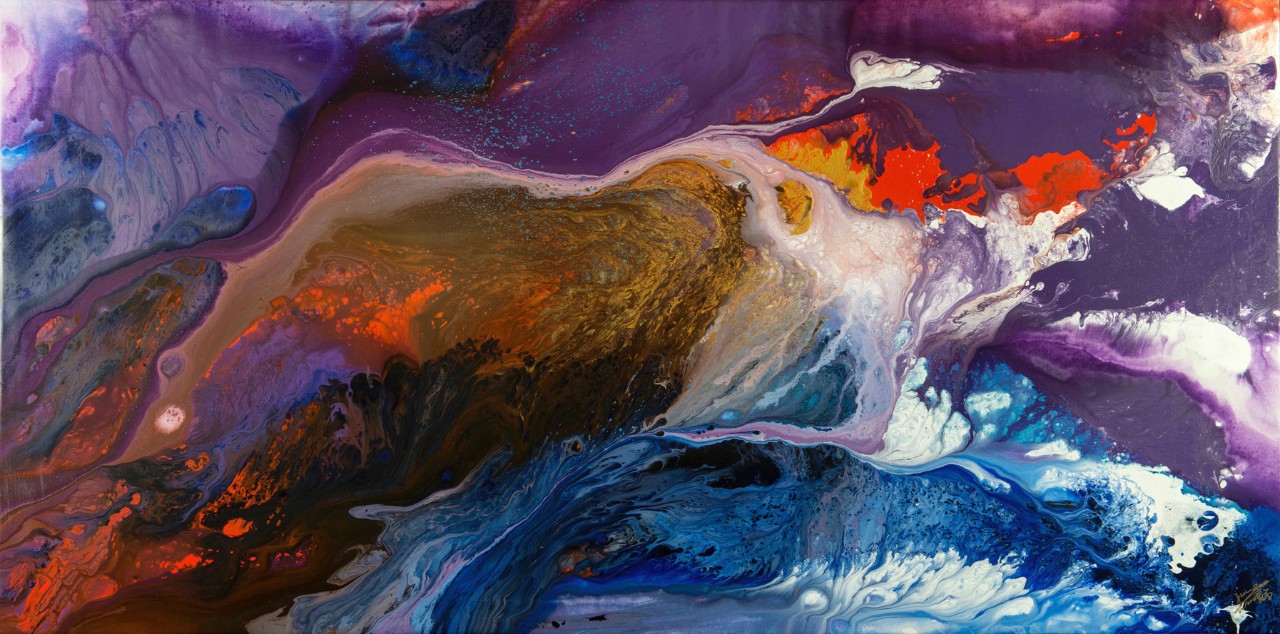 River of Stars Crossing Time and Space 穿越时空的星河, 2016, mixed media on canvas, 162 x 330 cm © Cao Jun River of Stars Crossing Time and Space 穿越时空的星河, 2016, mixed media on canvas, 162 x 330 cm © Cao Jun