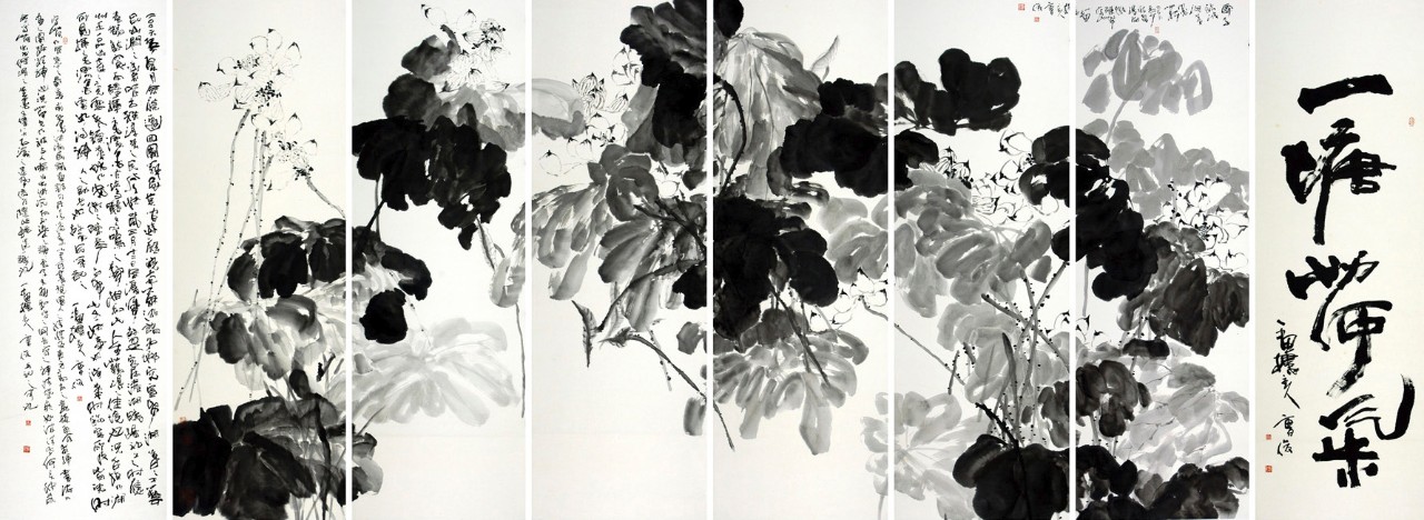 A Pond with the Fragrance of Lotus 一塘荷气, 2006, ink on paper, 190 x 520 cm © Cao Jun A Pond with the Fragrance of Lotus 一塘荷气, 2006, ink on paper, 190 x 520 cm © Cao Jun