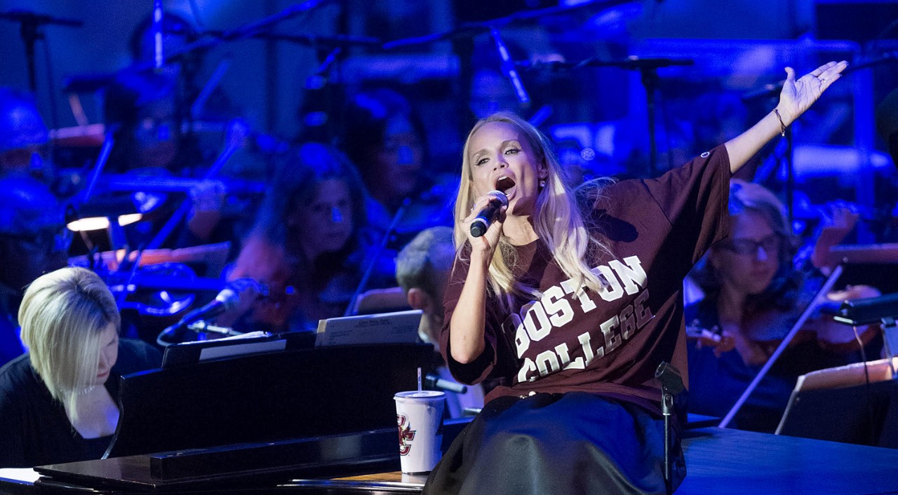 Kristin Chenoweth performs, clad in a Boston College shirt, at Pops on the Heights Kristin Chenoweth performs, clad in a Boston College shirt, at Pops on the Heights