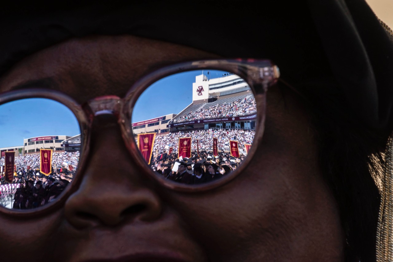 Crowd reflected in sunglasses Crowd reflected in sunglasses