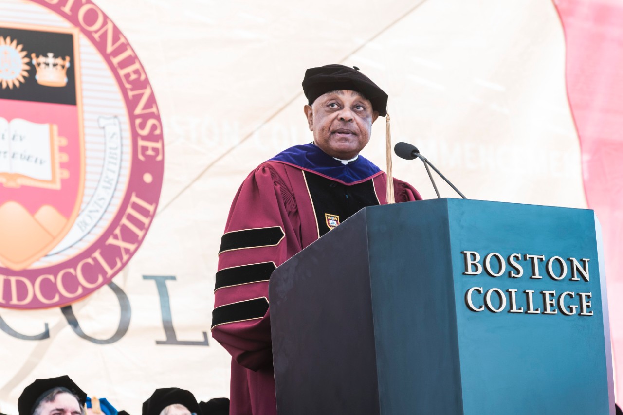 Archbishop of Atlanta Wilton D. Gregory, honorary degree recipient and this year's Commencement speaker, addresses the Class of 2018. Archbishop of Atlanta Wilton D. Gregory, honorary degree recipient and this year's Commencement speaker, addresses the Class of 2018.