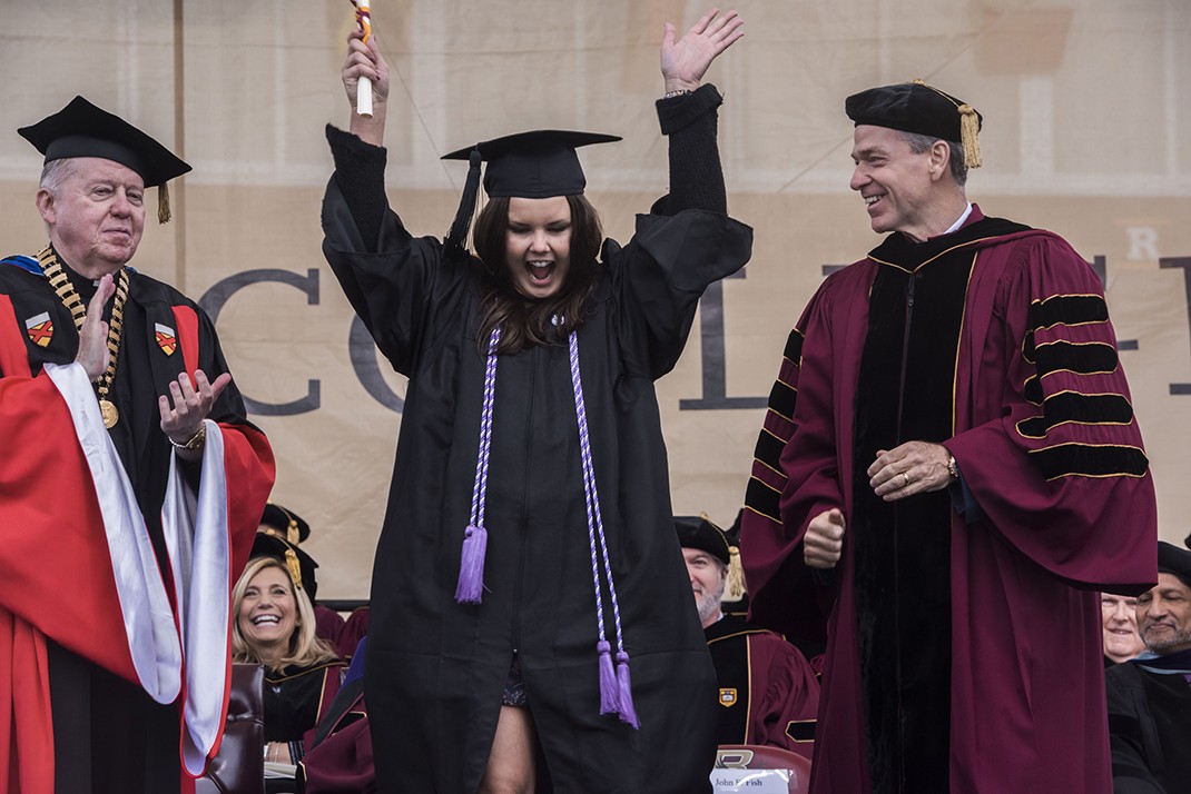 Student degree presentation at Boston College Commencement. Student degree presentation at Boston College Commencement.
