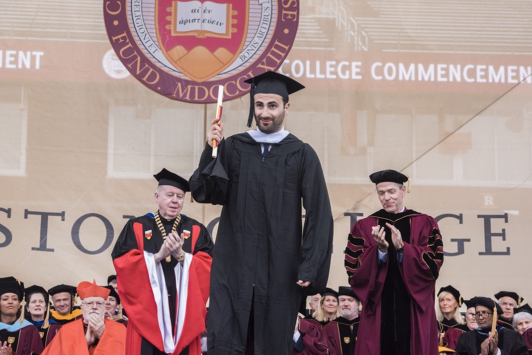 Student degree presentation at Boston College Commencement. Student degree presentation at Boston College Commencement.