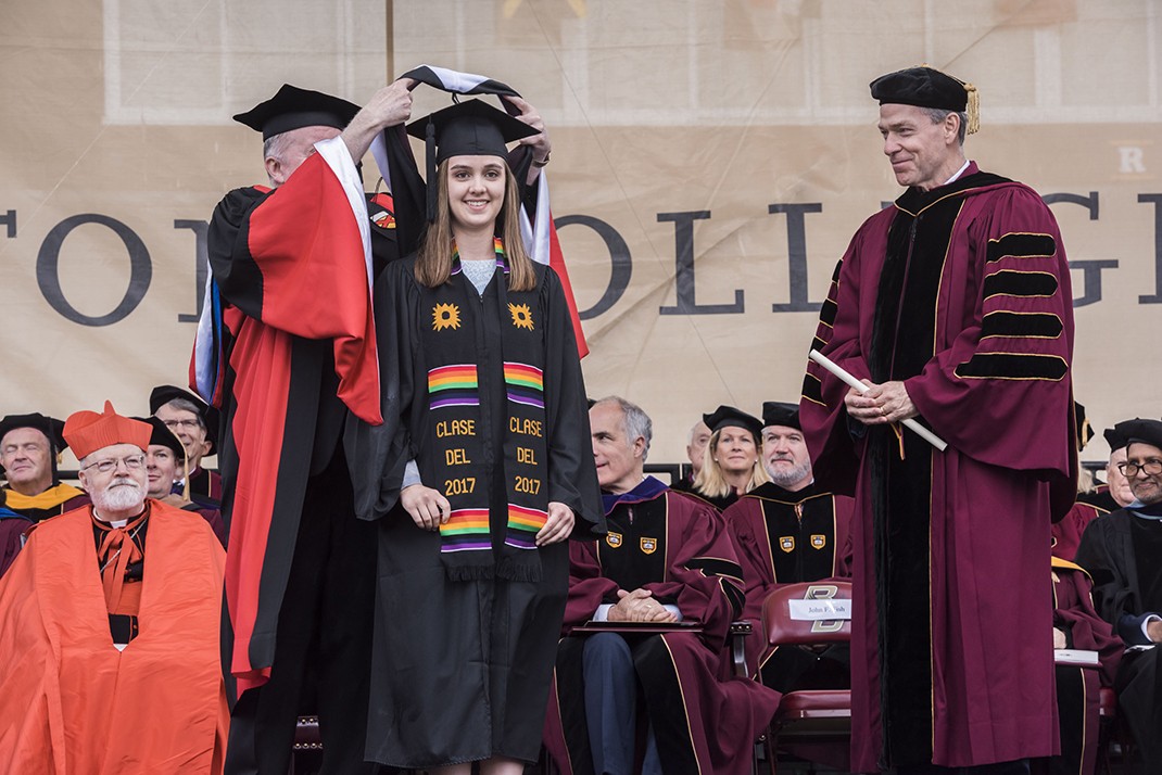 Student degree presentation at Boston College Commencement. Student degree presentation at Boston College Commencement.