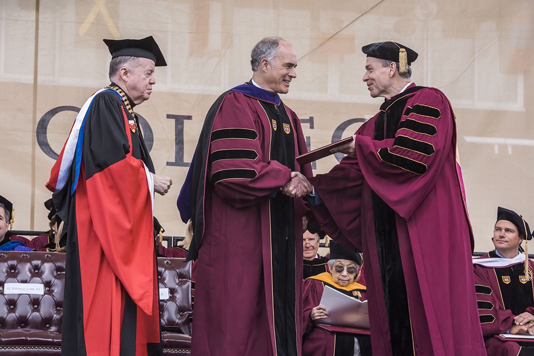 Commencement speaker, U.S. Senator Robert P. Casey Jr., received the degree of Doctor of Laws. Commencement speaker, U.S. Senator Robert P. Casey Jr., received the degree of Doctor of Laws.