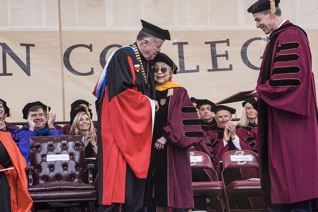 93-year-old BC School of Social Work alumna Amy Chin Guen received an honorary Doctor of Social Science degree. 93-year-old BC School of Social Work alumna Amy Chin Guen received an honorary Doctor of Social Science degree.