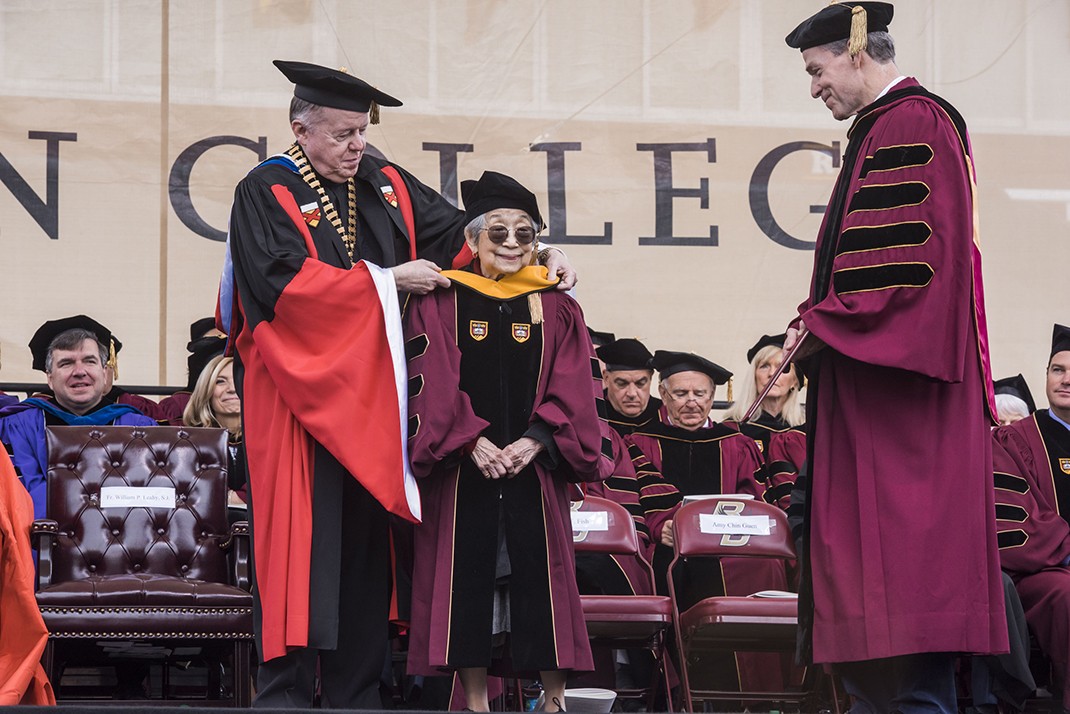 93-year-old BC School of Social Work alumna Amy Chin Guen received an honorary Doctor of Social Science degree. 93-year-old BC School of Social Work alumna Amy Chin Guen received an honorary Doctor of Social Science degree.