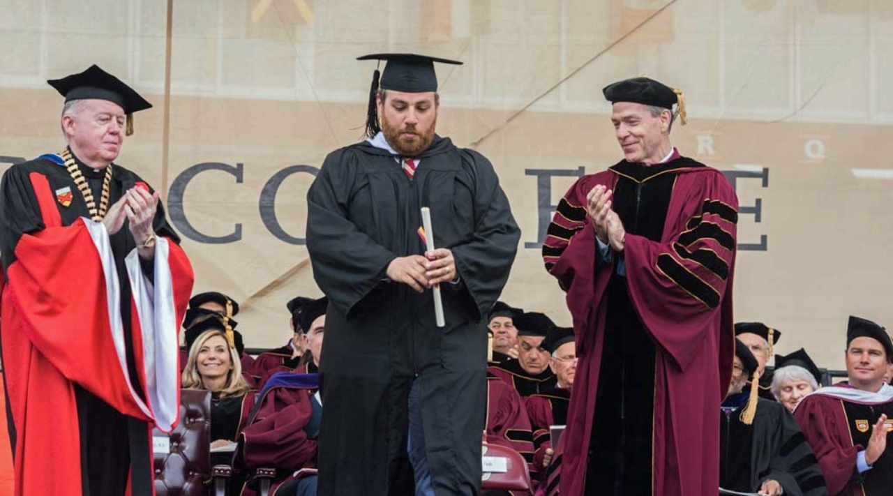 Student degree presentation at Boston College Commencement. Student degree presentation at Boston College Commencement.