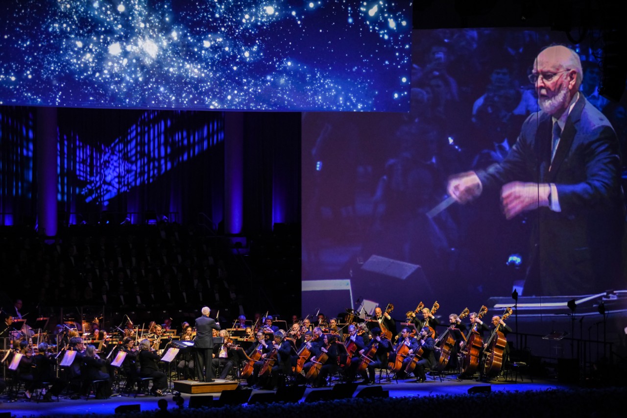 Laureate Pops conductor John Williams took the baton to lead the orchestra in a rendition of his 'Star Wars' theme, which its 40th anniversary this year. (Michael Manning) Laureate Pops conductor John Williams took the baton to lead the orchestra in a rendition of his 'Star Wars' theme, which its 40th anniversary this year. (Michael Manning)