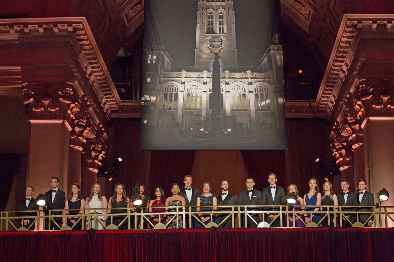 Students in the Gabelli Presidential Scholars Program at the 2017 Wall Street Council Tribute Dinner. The Wall Street Council Scholarship Fund fund supports students in the Gabelli Presidential Scholars Program, the University's premier undergraduate honors program.