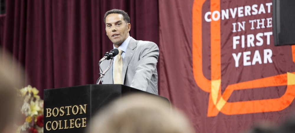 Steve Pemberton addresses the Class of 2020 at First Year Academic Convocation. Steve Pemberton addresses the Class of 2020 at First Year Academic Convocation.