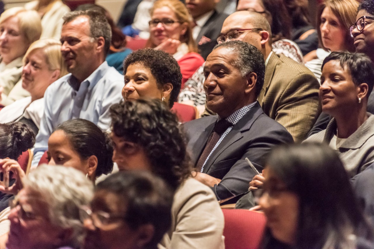 Some 500 members and guests of the University community gathered in Robsham Theater for the private screening and panel discussion. Some 500 members and guests of the University community gathered in Robsham Theater for the private screening and panel discussion.