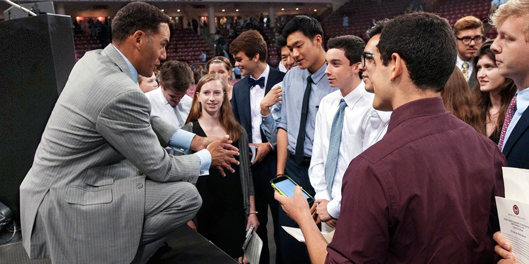Steve Pemberton with BC students Steve Pemberton with BC students