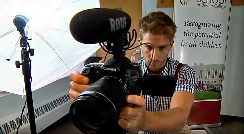 Chris Ulmer prepares to film at the Campus School at Boston College Chris Ulmer prepares to film at the Campus School at Boston College