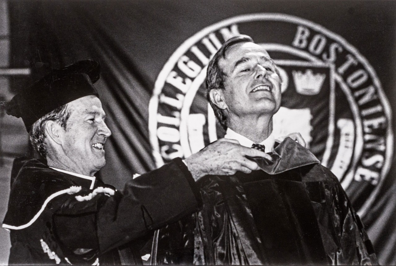 J. Donald Monan, S.J. and George H.W. Bush in 1982