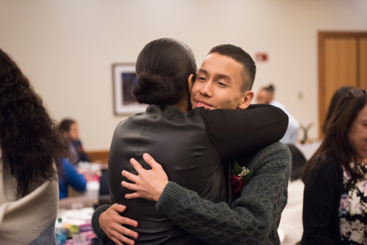 Jorge Mejia receiving congratulations after winning the scholarship Jorge Mejia receiving congratulations after winning the scholarship