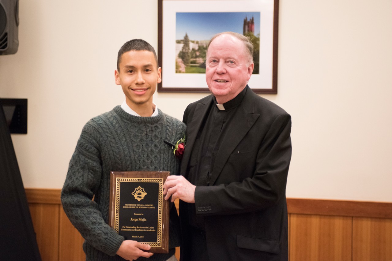 Jorge Mejia and Boston College President William P. Leahy, S.J. Jorge Mejia and Boston College President William P. Leahy, S.J.