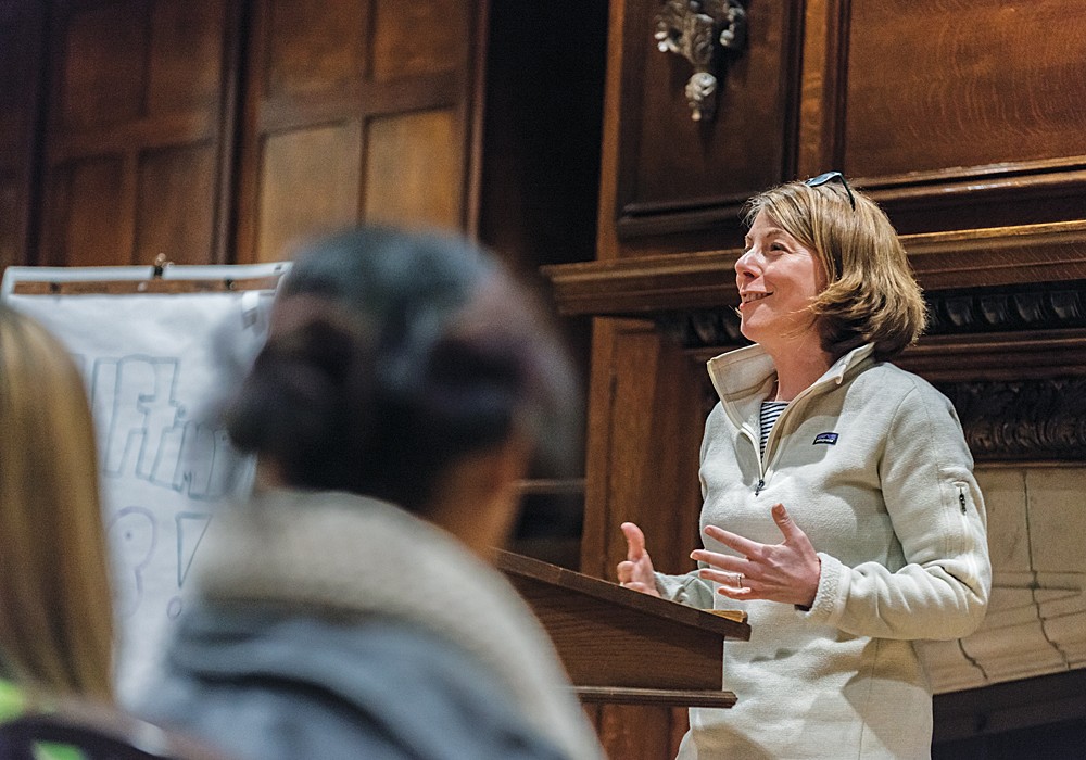 Mary Troxell delivers a talk.