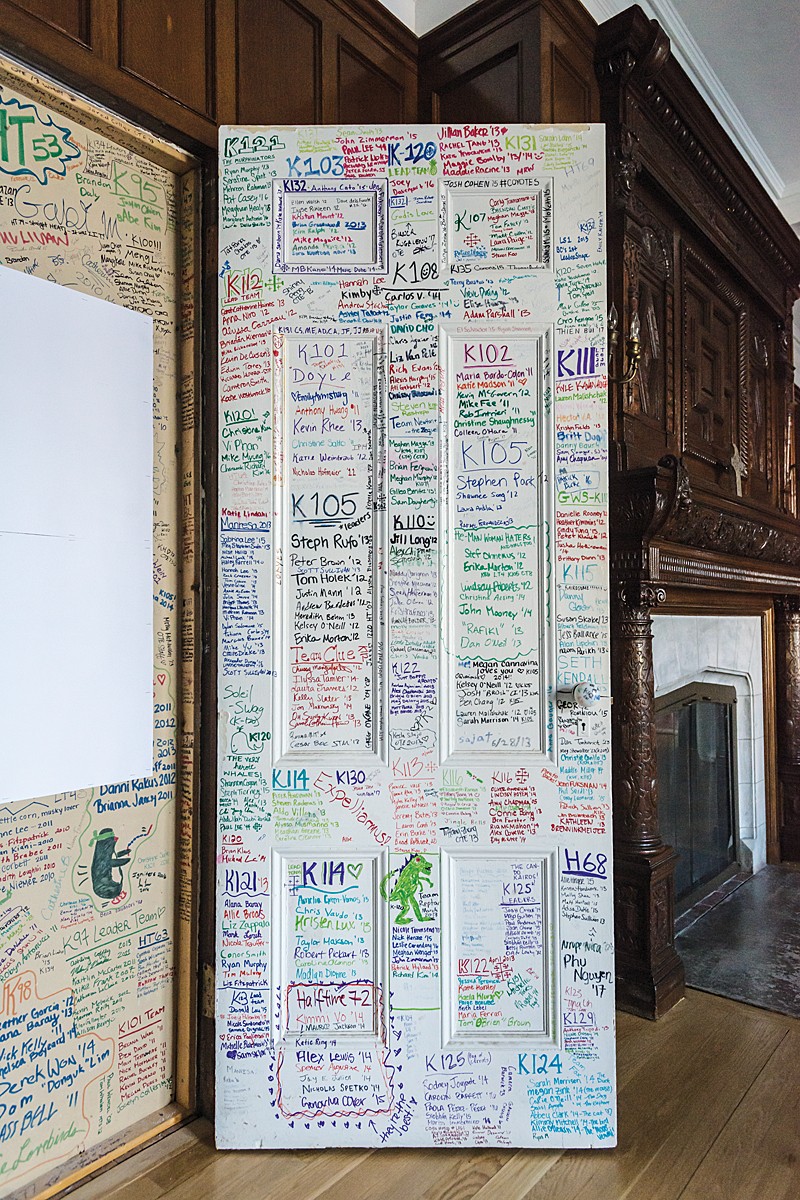 Door with students' inscriptions