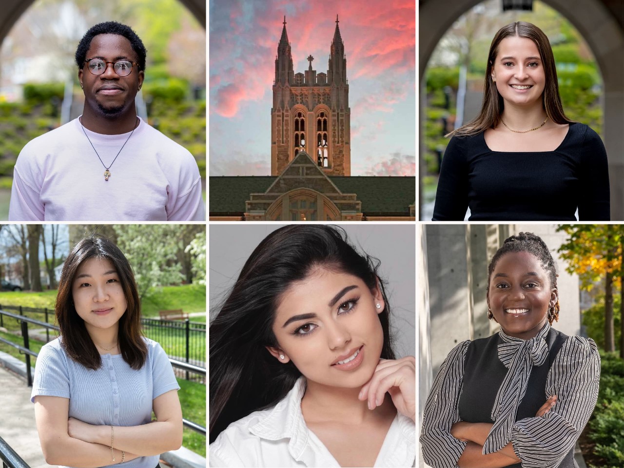 portrait grid of the five Seniors to Remember