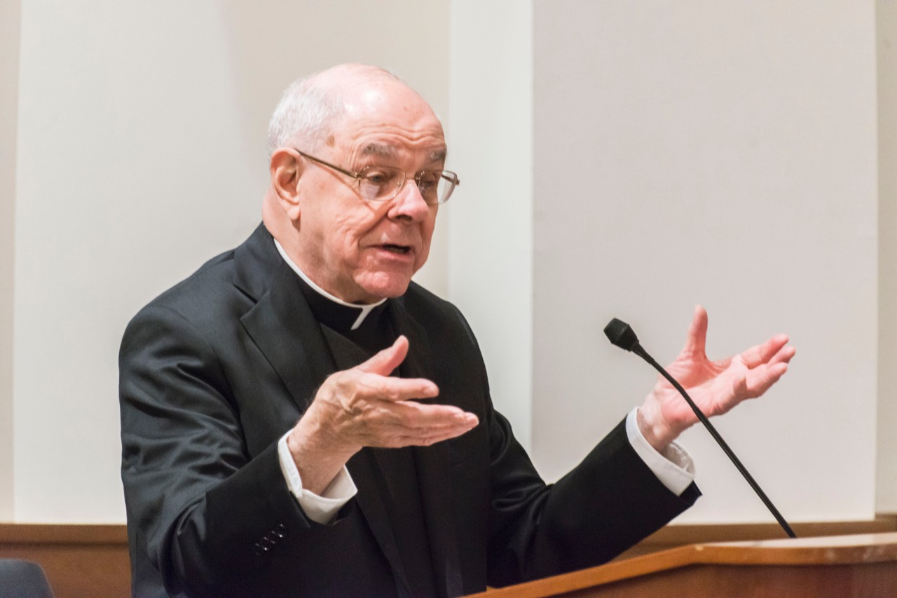 Feore Family Lecture John W. Padberg, S.J., spoke on the Society of Jesus after their Restoration in 1814. (Gary Wayne Gilbert)