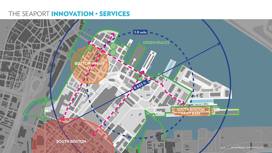 Hundreds of new and established companies have located to South Boston’s Seaport District, creating an innovation district largely inside one square mile. Hundreds of new and established companies have located to South Boston’s Seaport District, creating an innovation district largely inside one square mile.