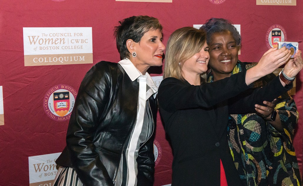 Mary Matalin, Donna Brazile with BC student Samantha Bondaryk Mary Matalin, Donna Brazile with BC student Samantha Bondaryk