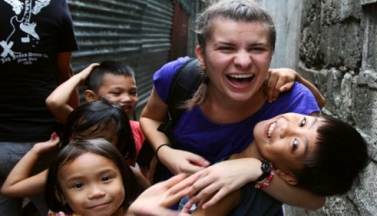 Student with children