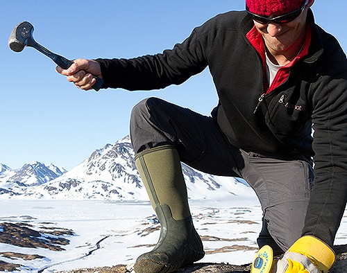 Asst. Prof. of Earth and Environmental Sciences Jeremy Shakun, conducting research on the Greenland ice sheet in 2014 Asst. Prof. of Earth and Environmental Sciences Jeremy Shakun, conducting research on the Greenland ice sheet in 2014