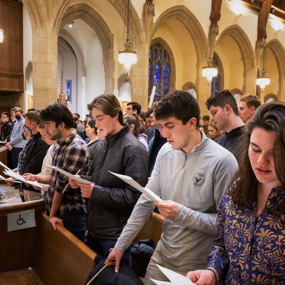People singing in a church
