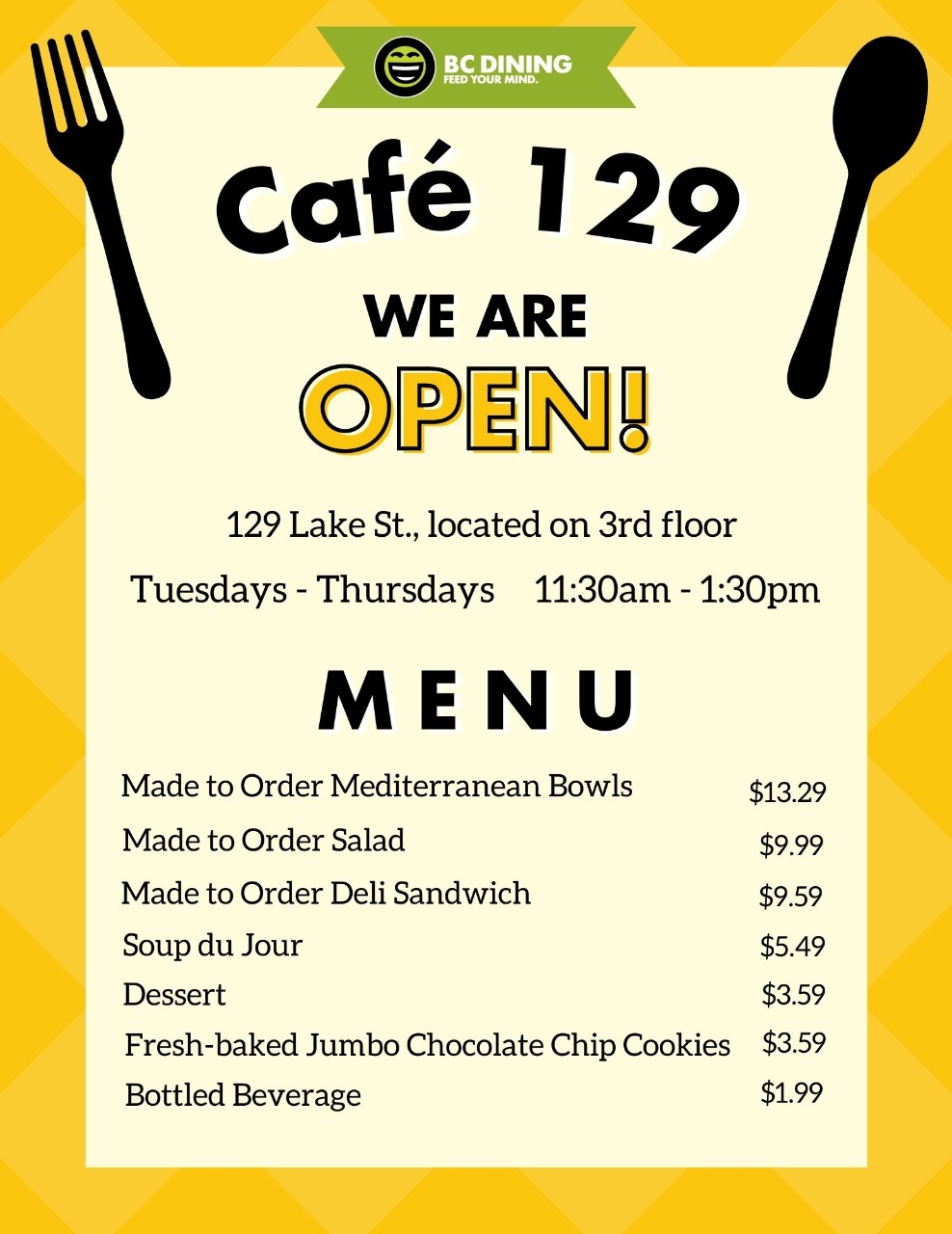 Cafe 129 Menu