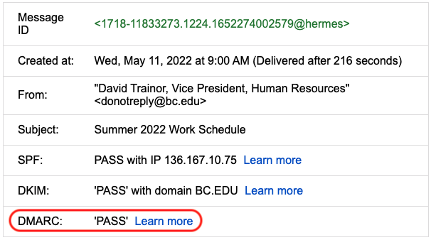 DMARC Pass screenshot