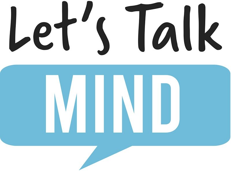 A speech bubble reading Let's Talk Mind