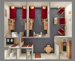 4 Person Apartment 3D Top