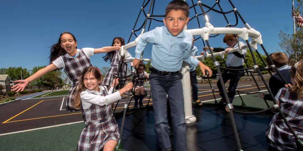 St. Columbkille Partnership School students on their playground