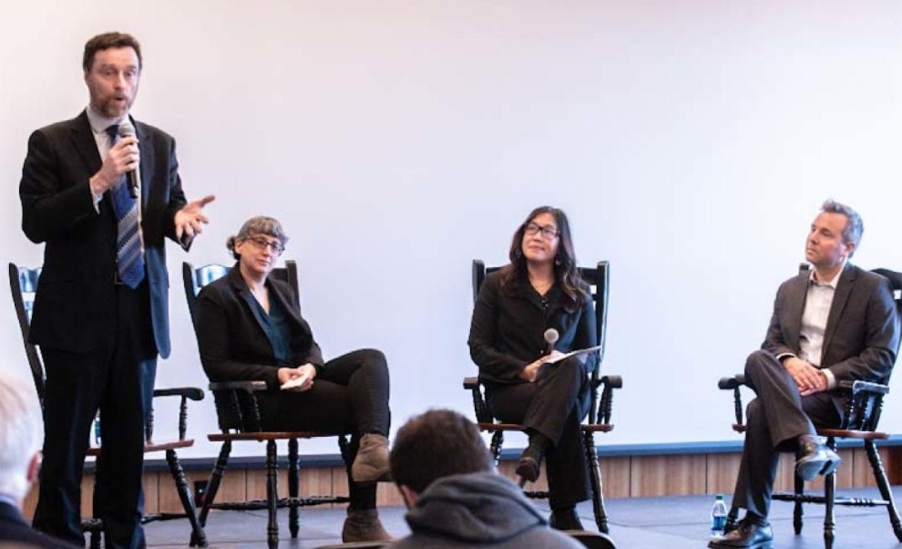 Lynch School Dean Stanton Wortham, Associate Professor Rebecca Lowenhaupt, Professor Belle Liang, and Professor Eric Dearing