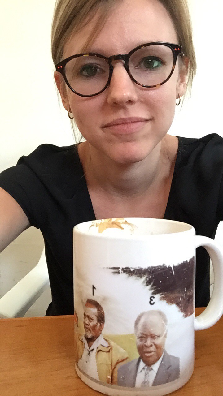 Drinking Kenyan tea during tea break out of my favorite mug.