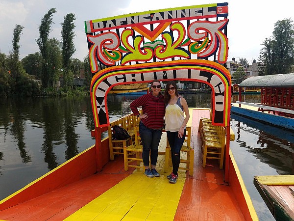 Boats (trajineras) at the floating gardens of Xochimilco, in southern Mexico City