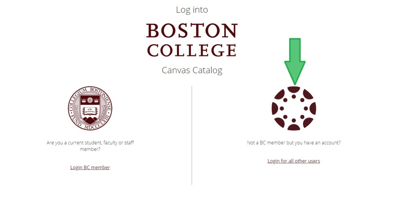 Canvas Catalog sign-in screen
