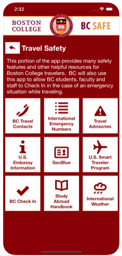screenshot of iphone showing BC Safe app