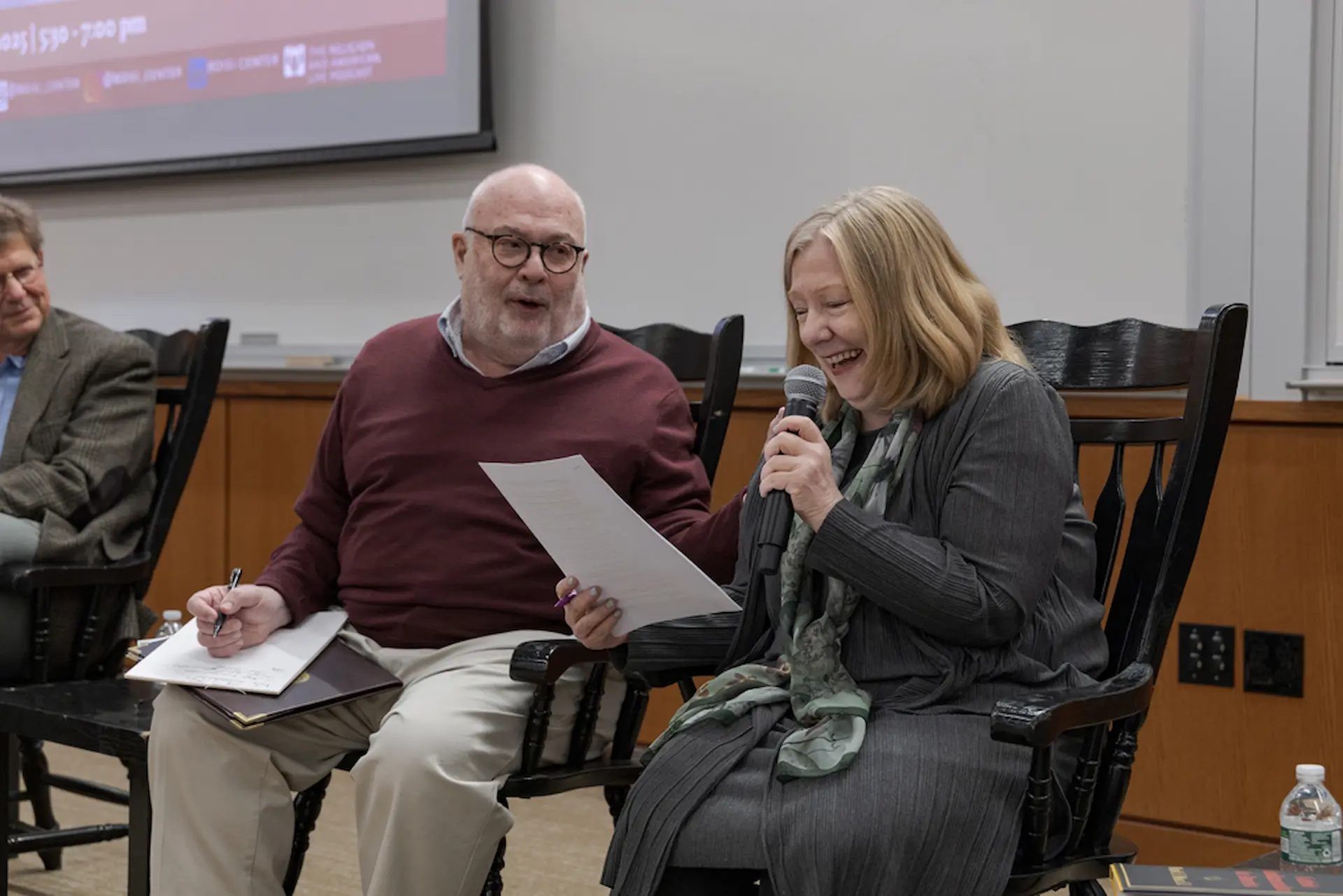 Mark Massa and Cathy Kaveny laughing