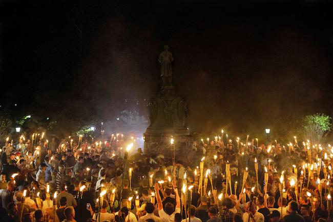 Image of candlelight protest in charlottesville