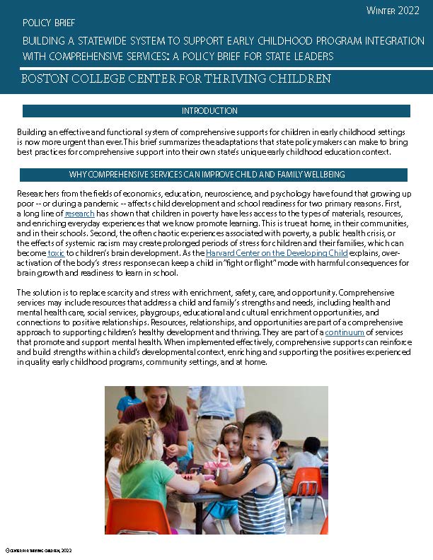 Early Childhood Policy Brief Cover