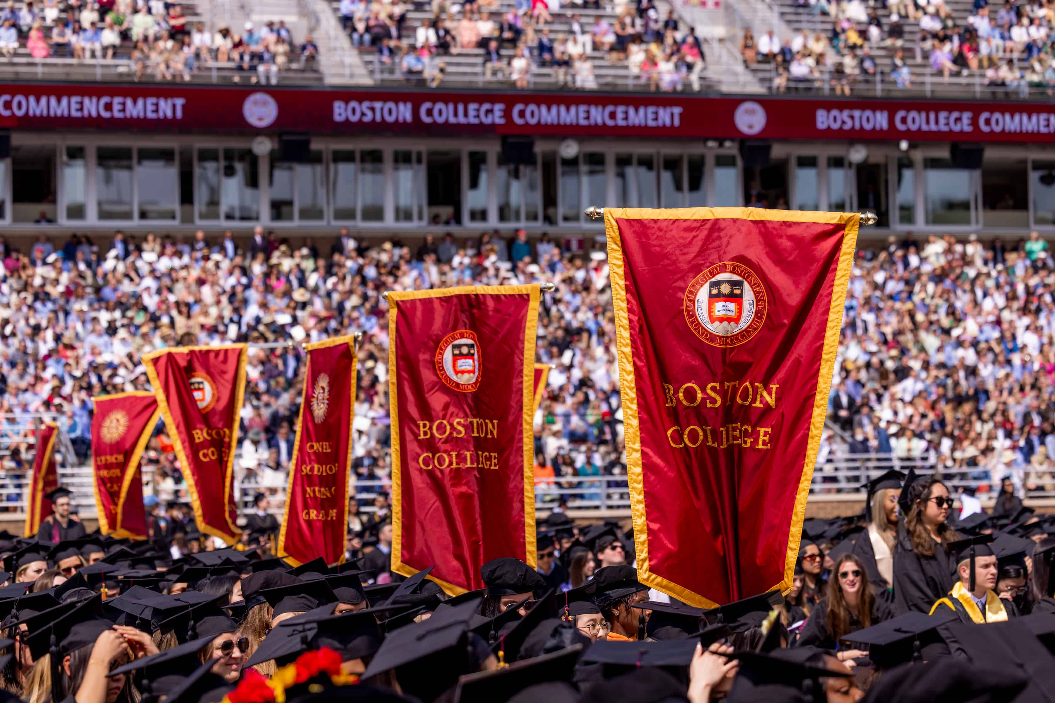 Boston College banners at Commencement