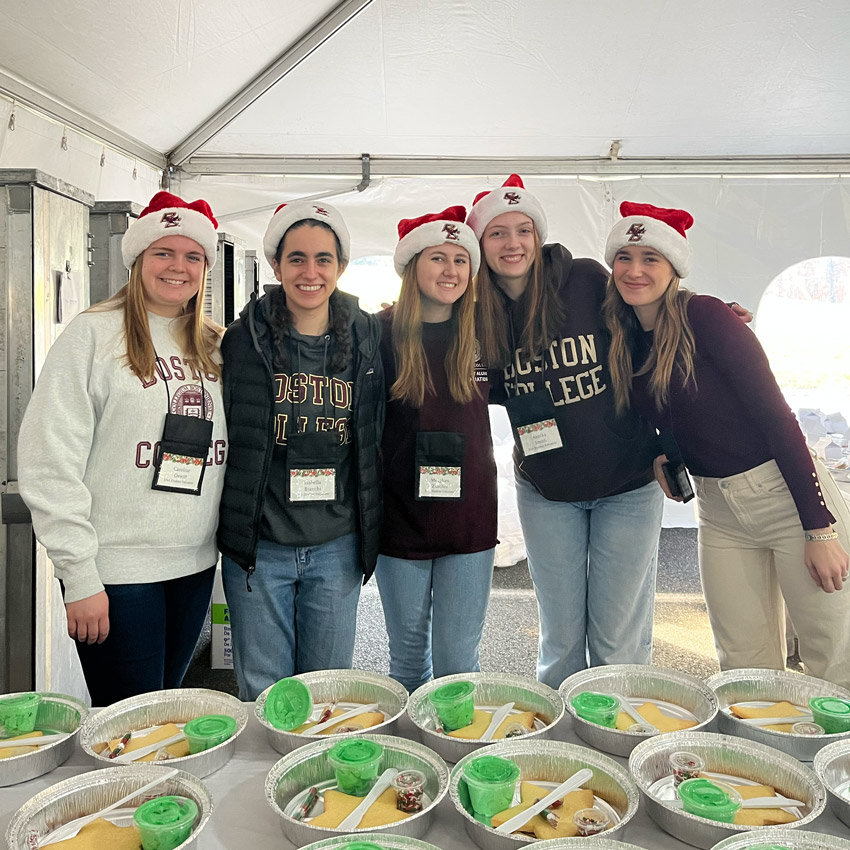 Students pose at winter wonderland