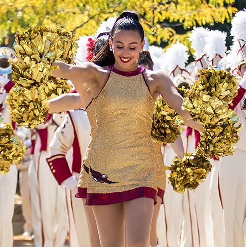 A member of the dance team performing