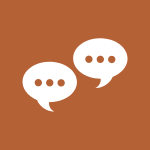 orange icon talk bubbles