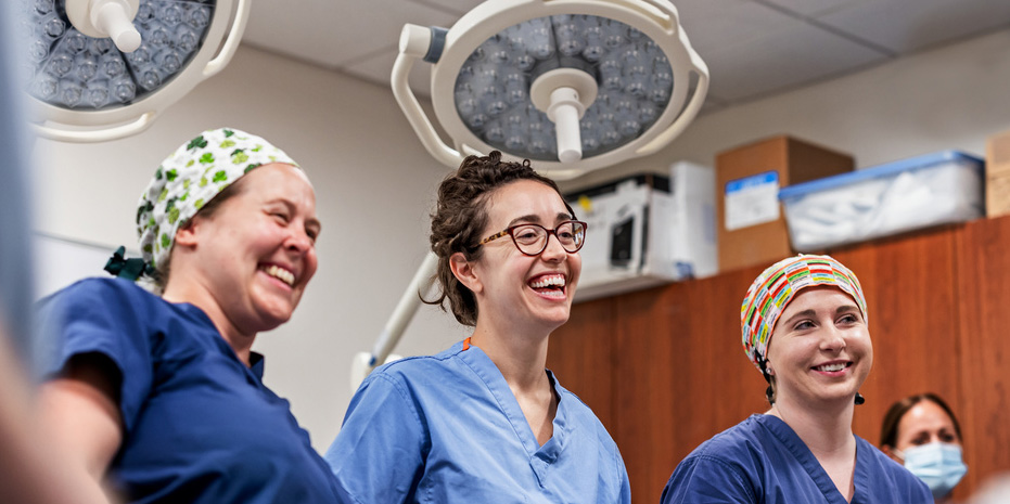 August 1, 2022 -- Allan Thomas, Assistant Professor of the Practice and Assistant Program Director of Nurse Anesthesia, teaching a full-gear epidural simulation at Boston College's Connell School of Nursing in Maloney Hall.